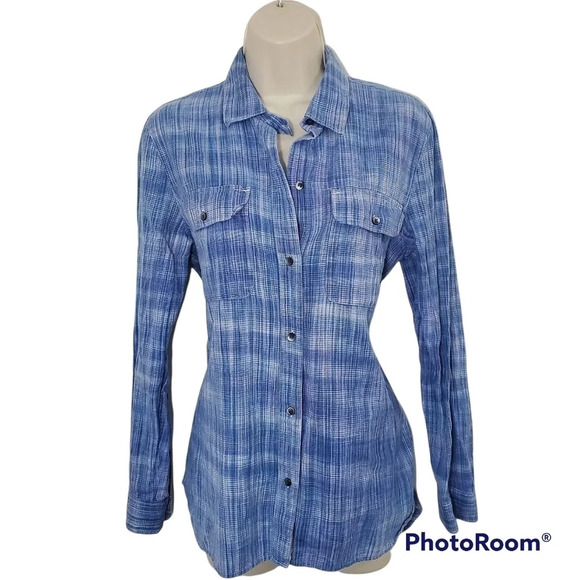 MADEWELL Ex-boyfriend Button Down Shirt in Indigo Weave Size M - Picture 1 of 10